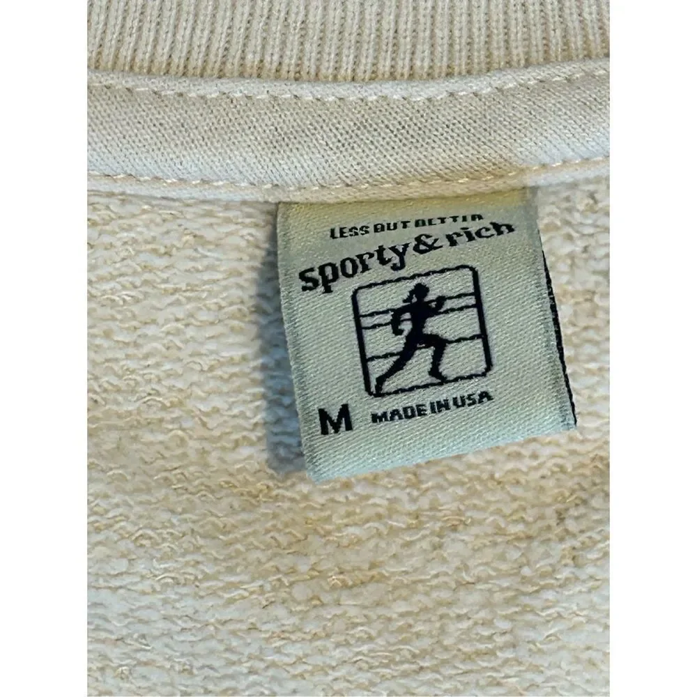 Sporty & Rich Italic Logo Sleeveless V-Neck Unisex Vest Beige Size Medium - Picture 7 of 7